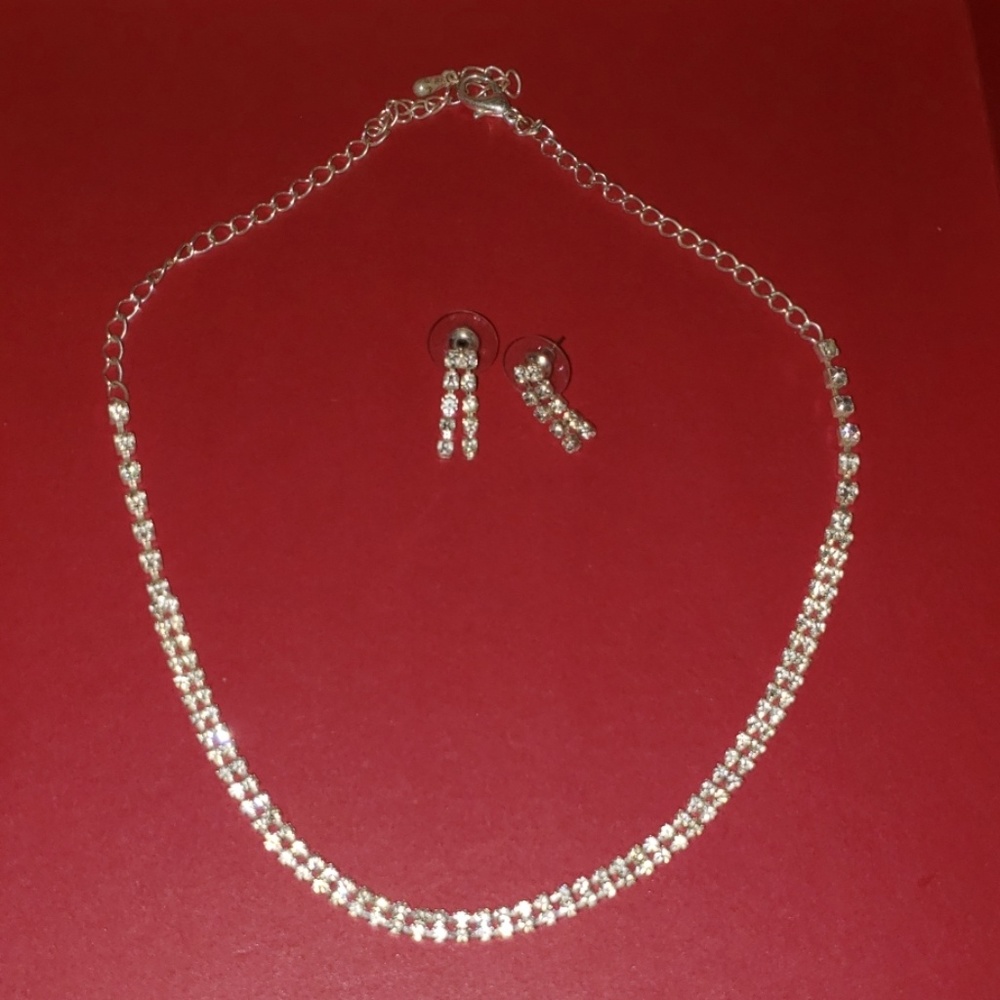 Crystal Strand Necklace and Earrings Set